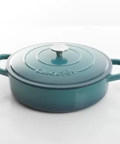 Crock Pot 112002.02 Artisan Enameled Cast Iron Braiser W/Lid, 5 Quart, Teal Ombre