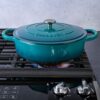 Crock Pot 112002.02 Artisan Enameled Cast Iron Braiser W/Lid, 5 Quart, Teal Ombre