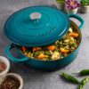 Crock Pot 112002.02 Artisan Enameled Cast Iron Braiser W/Lid, 5 Quart, Teal Ombre