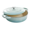 Crock Pot 125298.02R Artisan Enameled Cast Iron Braiser W/Lid, 5 Quart, Aqua