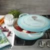 Crock Pot 125298.02R Artisan Enameled Cast Iron Braiser W/Lid, 5 Quart, Aqua