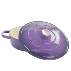 Crock-Pot 128607.02 Artisan 5 qt. Round Enameled Cast Iron Braiser Pan with Self Basting Lid in Lavender Purple