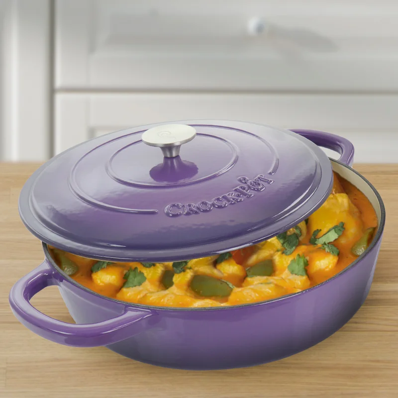Crock-pot Artisan 2 Piece 7 Quart Enameled Cast Iron Dutch Oven with Lid in Lavender