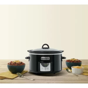 Crock-Pot 4 Quart Capacity Intelligent Count Down Timer Slow Cooker Small Kitchen Appliance, Black