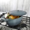 Crock-Pot 69146.02 Artisan Oval Enameled Cast Iron Dutch Oven, 7-Quart, Slate Gray