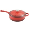 Crock Pot Artisan 3.5 Quart Enameled Cast Iron Deep Sauté Pan, Scarlet Red