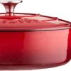 Crock Pot Artisan 3.5 Quart Enameled Cast Iron Deep Sauté Pan, Scarlet Red