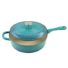 Crock Pot Artisan 3.5 Quart Enameled Cast Iron Deep Sauté Pan, Teal Ombre