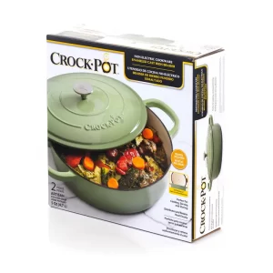 Crock-Pot Artisan 5 Qt. Round Pistachio Green Enameled Cast Iron Braiser Pan with Self Basting Lid