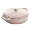 Crock-Pot Artisan 5 qt. Blush Pink Round Enameled Cast Iron Braiser Pan with Self Basting Lid