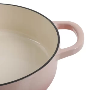 Crock-Pot Artisan 5 qt. Blush Pink Round Enameled Cast Iron Braiser Pan with Self Basting Lid