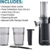 Elite Gourmet EJX600 Compact Small Space-Saving Masticating Slow Juicer, Cold Press Juice Extractor, Nutrient and Vitamin Dense, Easy to Clean, 16 oz Juice Cup, Charcoal Grey