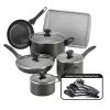 Farberware 21806 Dishwasher Safe 15-Piece Aluminum Nonstick Cookware Set in Black