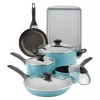 Farberware 21894 Dishwasher Safe 15-Piece Aluminum Nonstick Cookware Set in Aqua Farberware 21894 Dishwasher Safe 15-Piece Aluminum Nonstick Cookware Set in Aqua