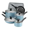 Farberware 21894 Dishwasher Safe 15-Piece Aluminum Nonstick Cookware Set in Aqua Farberware 21894 Dishwasher Safe 15-Piece Aluminum Nonstick Cookware Set in Aqua