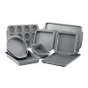 Farberware 46650 Nonstick Steel Bakeware Set with Cooling Rack, Baking Pan and Cookie Sheet Set with Nonstick Bread Pan and Cooling Grid, 10-Piece Set, Gray Farberware 46650 Nonstick Steel Bakeware Set with Cooling Rack, Baking Pan and Cookie Sheet Set