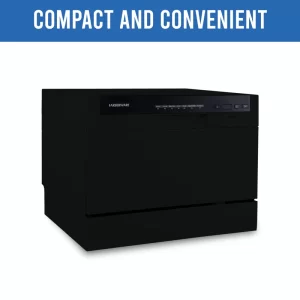 Farberware FCD06ABBBKA Professional Countertop Portable Dishwasher in Black with 6-Place Settings Capacity