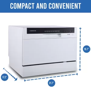 Farberware FCD06ABBWHA 21 in. White Digital Portable 0120-volt Dishwasher with 7-Cycles with 6-Place Settings Capacity
