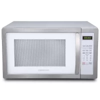 Farberware FMO11AHTPLB Classic 1.1 cu. ft. 1000-Watt Countertop Microwave Oven, White and Platinum