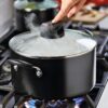 Farberware Smart Control Nonstick Stock Pot/Stockpot with Lid, 6 Quart, Black