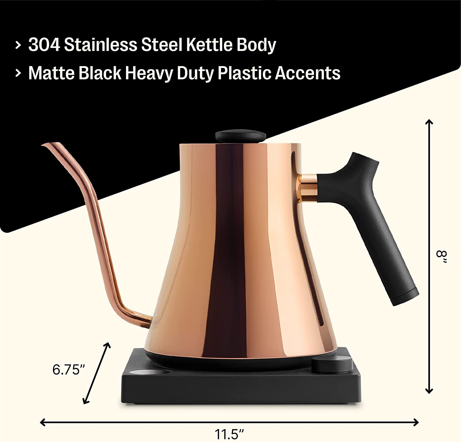 Ulalov Electric Boiling Gooseneck Kettle - Black 304 Stainless Steel -  Auto-Off
