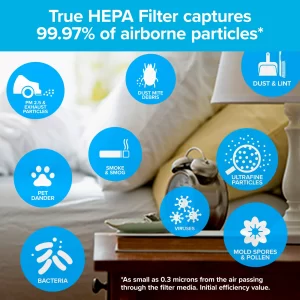 Filtrete by 3M Air Purifier with HEPA-Type Filter, Small Room Console, Black, 110 Sq ft Coverage