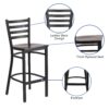 Flash Furniture HERCULES Series Black Ladder Back Metal Restaurant Barstool - Walnut Wood Seat Flash Furniture HERCULES Series Black Ladder Back Metal Restaurant Barstool - Walnut Wood Seat