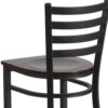 Flash Furniture HERCULES Series Black Ladder Back Metal Restaurant Barstool - Walnut Wood Seat Flash Furniture HERCULES Series Black Ladder Back Metal Restaurant Barstool - Walnut Wood Seat