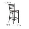 Flash Furniture HERCULES Series Black Ladder Back Metal Restaurant Barstool - Walnut Wood Seat Flash Furniture HERCULES Series Black Ladder Back Metal Restaurant Barstool - Walnut Wood Seat