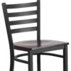 Flash Furniture HERCULES Series Black Ladder Back Metal Restaurant Barstool - Walnut Wood Seat Flash Furniture HERCULES Series Black Ladder Back Metal Restaurant Barstool - Walnut Wood Seat