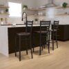 Flash Furniture HERCULES Series Black Ladder Back Metal Restaurant Barstool - Walnut Wood Seat Flash Furniture HERCULES Series Black Ladder Back Metal Restaurant Barstool - Walnut Wood Seat