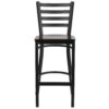 Flash Furniture HERCULES Series Black Ladder Back Metal Restaurant Barstool - Walnut Wood Seat Flash Furniture HERCULES Series Black Ladder Back Metal Restaurant Barstool - Walnut Wood Seat