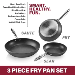 GRANITESTONE 7197 Professional 3-Piece Aluminum Ultra-Nonstick Hard Anodized Diamond Infused Fry Pan Set (8 in., 10 in., 12 in.)