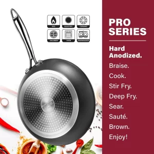 GRANITESTONE 7197 Professional 3-Piece Aluminum Ultra-Nonstick Hard Anodized Diamond Infused Fry Pan Set (8 in., 10 in., 12 in.)