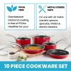 GRANITESTONE 7208 10-Piece Aluminum Red Ultra-Durable Non-Stick Diamond Infused Cookware Set with Glass Lids
