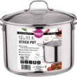 Gourmet Edge 12-Quart Stock Pot - Stainless Steel Soup Pots with Lid as Dishwasher and Oven Safe Cookware, Silver