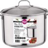 Gourmet Edge 16-Quart Stock Pot - Stainless Steel Soup Pots with Lid as Dishwasher and Oven Safe Cookware, Silver