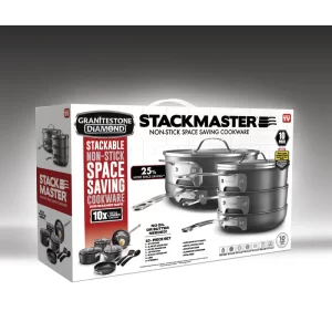 Granitestone 7231 Stackmaster Stackable Space Saving 10 Piece Aluminum Non Stick Cookware Set