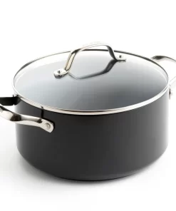 GreenPan Valencia Pro Hard Anodized Healthy Ceramic Nonstick 5QT Stock Pot with Lid, PFAS-Free, Induction, Dishwasher Safe, Oven Safe, Gray