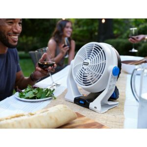 HART 7.5" 2 speed Table Fan with Cordless Lithium Ion Battery, HPCF01B, White