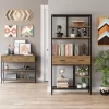 Homfa 5-tier Iron Bookcase with 2 Drawers, Industrial Tall Bookshelf with 7 open storage shelves, Free Standing Display shelf with Metal Frame, Rustic Brown
