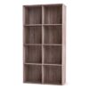 Homfa Cube Organizer Bookcase, 8-Cube Wood Storage Organizer, 4-Tier Display Bookshelf for Home Office, Dark Oak