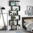 Homfa Geometric Bookcase Wooden Wood S Shape Storage Display Unit Bookcase Bookshelf 6-tier Storage, 75