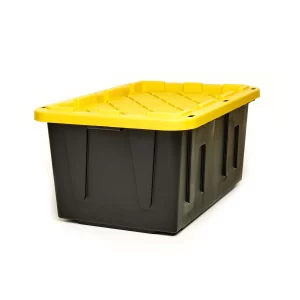 Homz 27 Gallon Durabilt Tough Plastic Storage Boxes, Black and Yellow, 2 Count