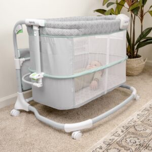Ingenuity Dream & Grow Bedside Baby Bassinet 2-Mode Crib 0-12 Months, Adjustable Height - Tesse (Green)