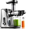 Juicer Machines,AMZCHEF Slow Masticating Juicer Extractor, Cold Press Juicer with Two Speed Modes, Travel bottle(500ML),LED display, Easy to Clean Brush & Quiet Motor for Vegetables&Fruits,Gray