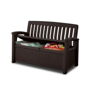 Keter 233599 Patio Bench 23.62-in L x 55.19-in 60-Gallons Brown Plastic Deck Box