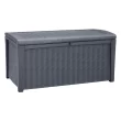 Keter Borneo 110-Gallon Multipurpose Resin Deck Storage Bin Organizing Rattan Wicker Container for Outdoor Equipment and Accessories, Grey