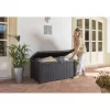 Keter Borneo 110-Gallon Multipurpose Resin Deck Storage Bin Organizing Rattan Wicker Container for Outdoor Equipment and Accessories, Grey Keter Borneo 110-Gallon Multipurpose Resin Deck Storage Bin Organizing Rattan Wicker Container for Outdoor Equipment and Accessories, Grey