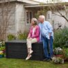 Keter Westwood 150 Gallon All Weather Outdoor Patio Storage Deck Box and Bench Keter Westwood 150 Gallon All Weather Outdoor Patio Storage Deck Box and Bench